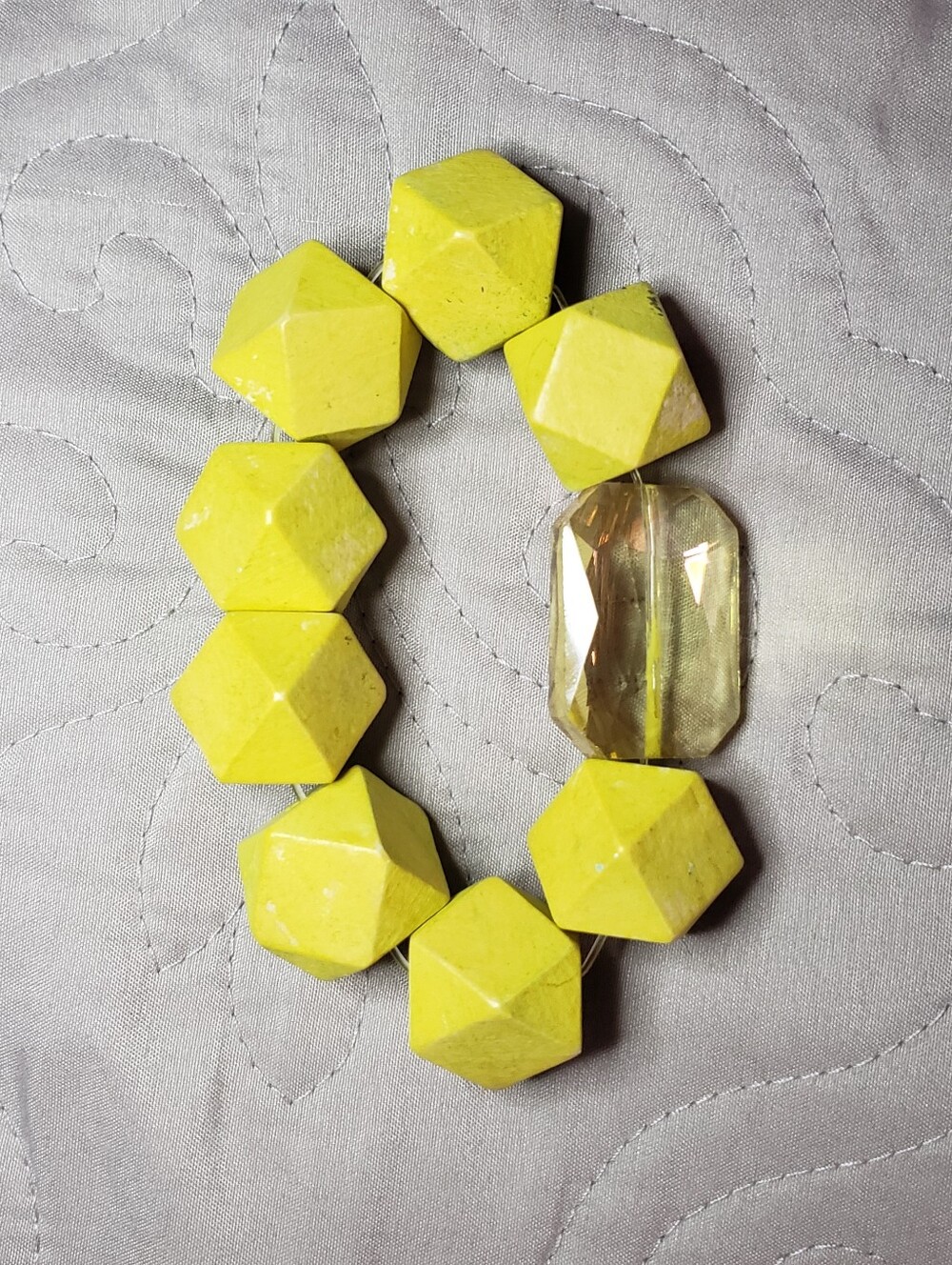 Oversized Crystal And Wood Bead Bracelet